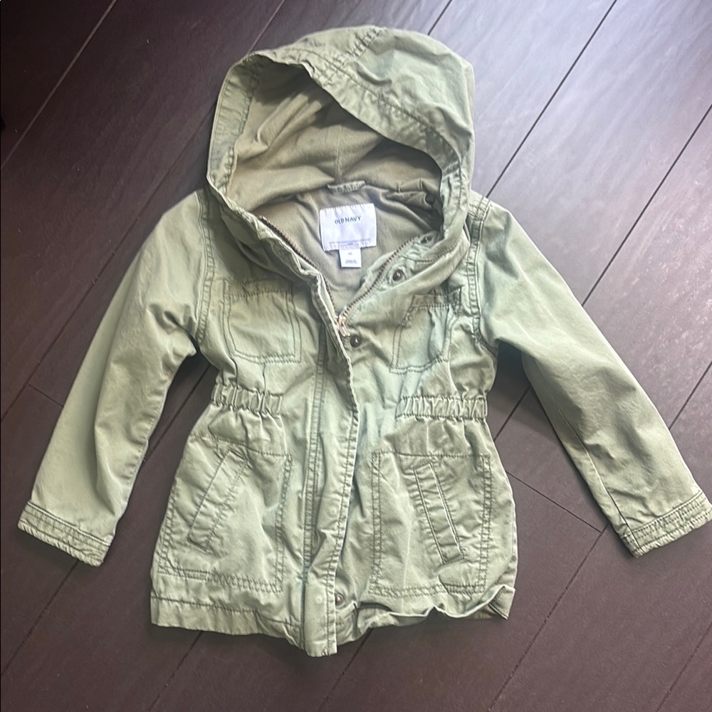 Old Navy Green Raincoat Hooded Lightweight